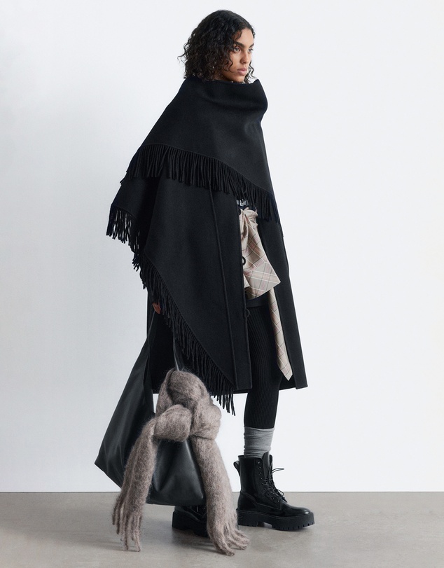 & Other Stories - Fringed Shawl Wool Coat