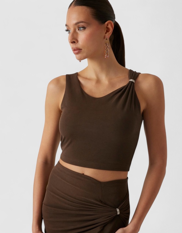 GUESS - Aimee Short Sleeve Jewel Draped Top