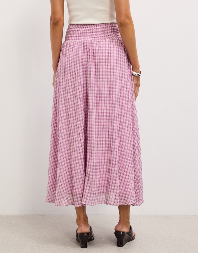 The Fated - Bloom Check Midi Skirt