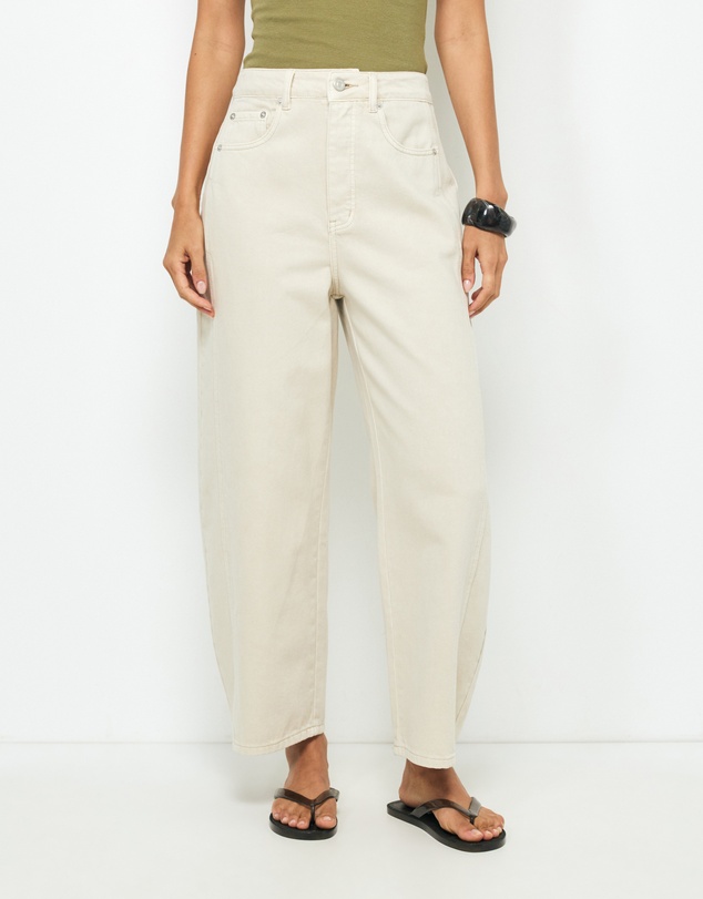 AERE - Mid Rise Barrel Leg Jeans