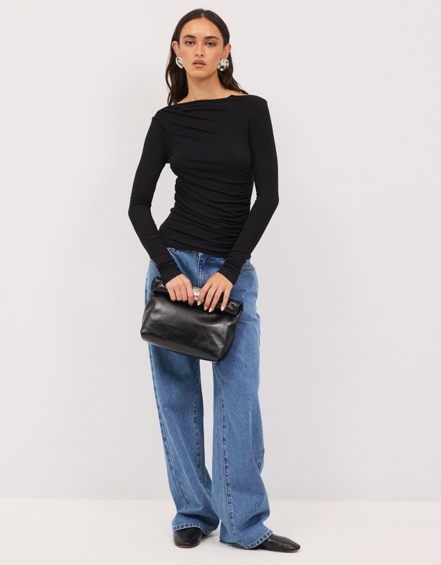 Calli - Mia Draped Long Sleeve Jersey Top