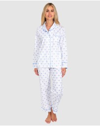 Sant And Abel - Women's Blue Palm Tree Long Sleeve Pajama Set