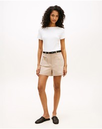 Tommy Hilfiger - Gold-Tone Button Slim Boat Neck T-Shirt