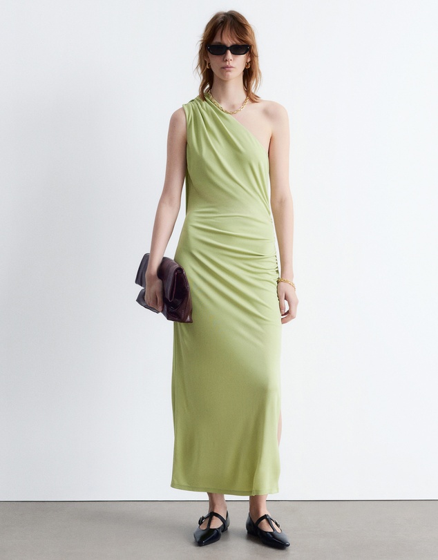 & Other Stories - One-Shoulder Scarf-Detail Midi Dress
