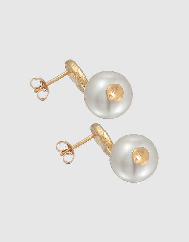 Elli Jewelry - Pearl Coin Stud Earrings in Gold-Plated 925 Silver