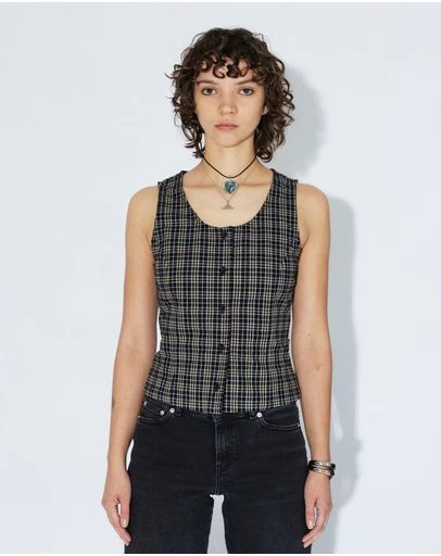 Dr Denim - Zola Top Black Summer Check