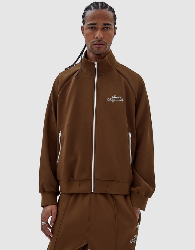 GUESS Originals Eco Brown Tricot Track Jacket by Guess Originals 【XL】Worldwide Tricot Track Jacket brown