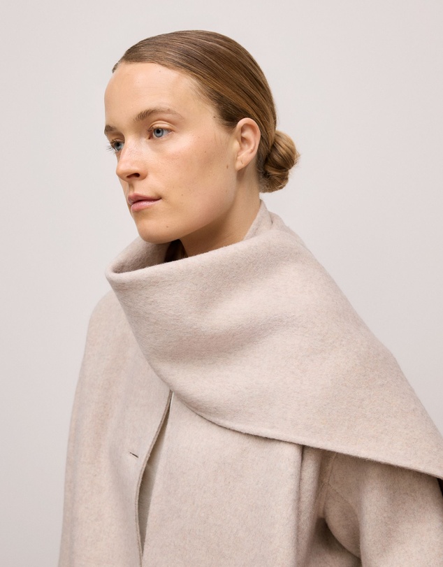 Trenery - Brushed Wool Silk Scarf Coat in Oat