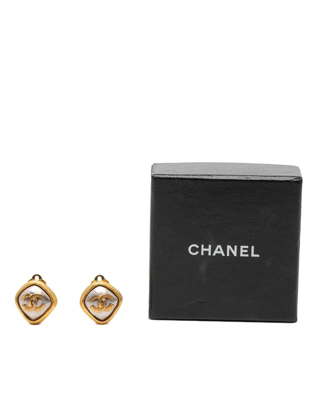 Pre-Loved by Azura Reborn - Pre-Loved CC Gold Plated Diamond Shape Clip on Earrings