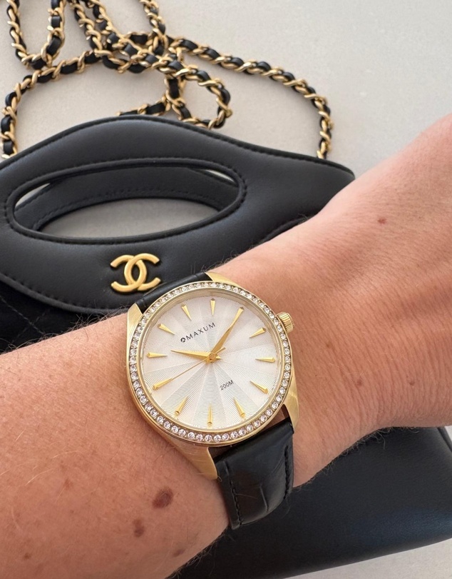 Maxum - Sydney - White Dial, Gold Tone Case & Black Leather Band