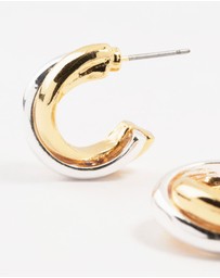 Lovisa - Mixed Metals Cross Hoop Stud Earrings