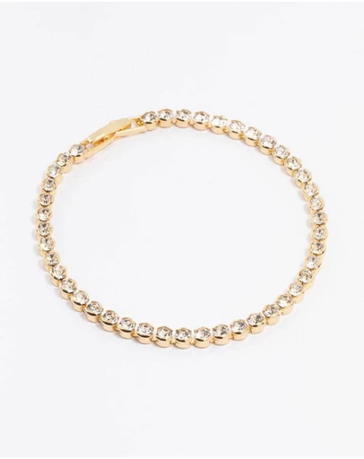 Lovisa - Gold Plated Round Diamante Tennis Bracelet