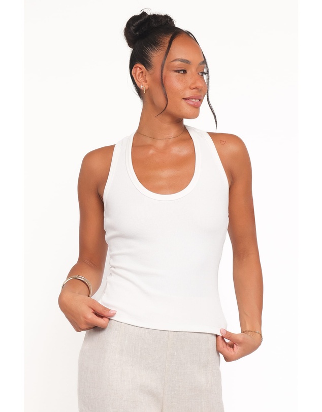 Petal & Pup - Miles Racerback Rib Knit Tank Top - White