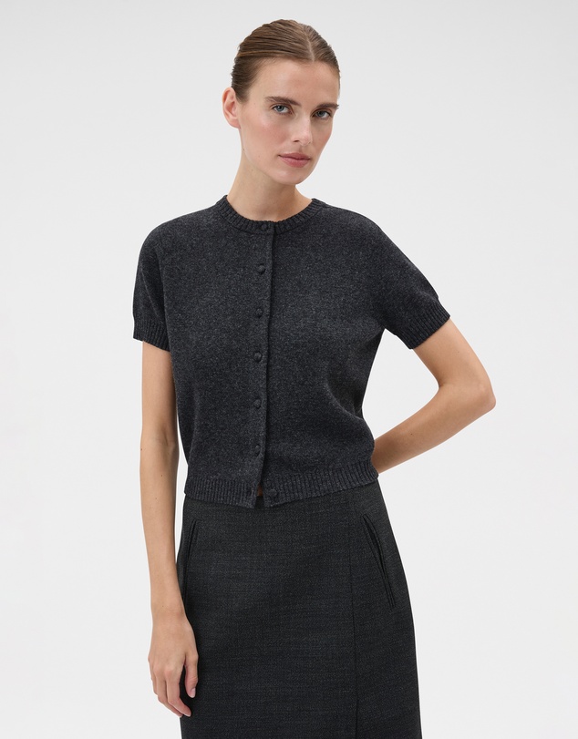 Oroton - Short Sleeve Wool Crew Cardigan