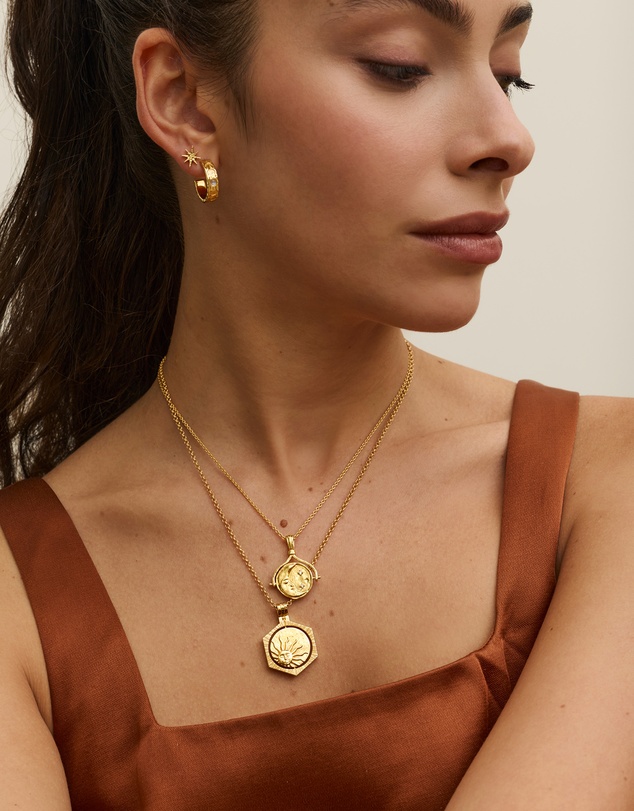 Ottoman Hands - Lapis Moon Rotating Pendant Necklace