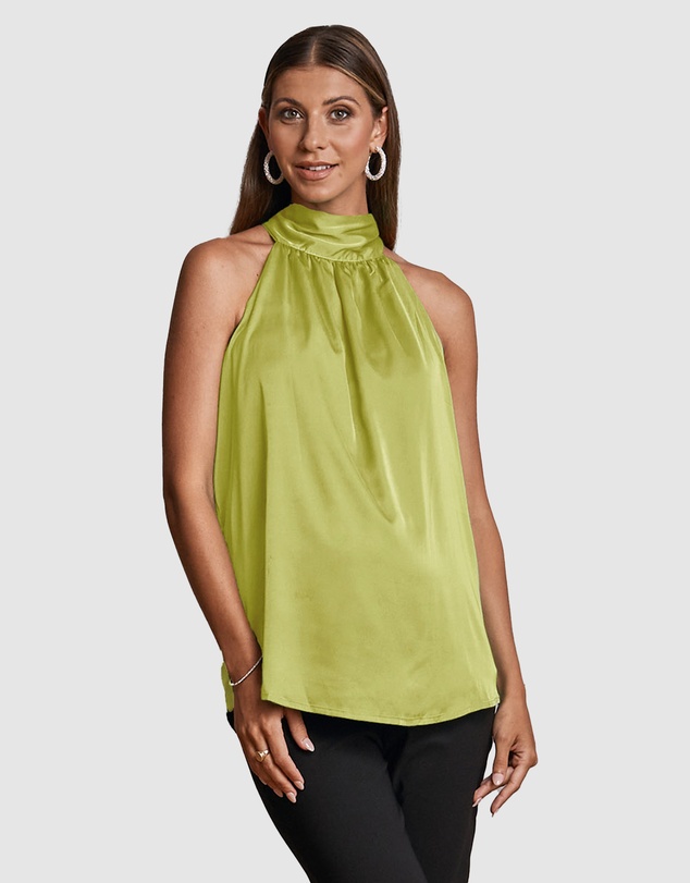Angel Maternity - Gisele Halter Neck Maternity Evening Top - Citrine