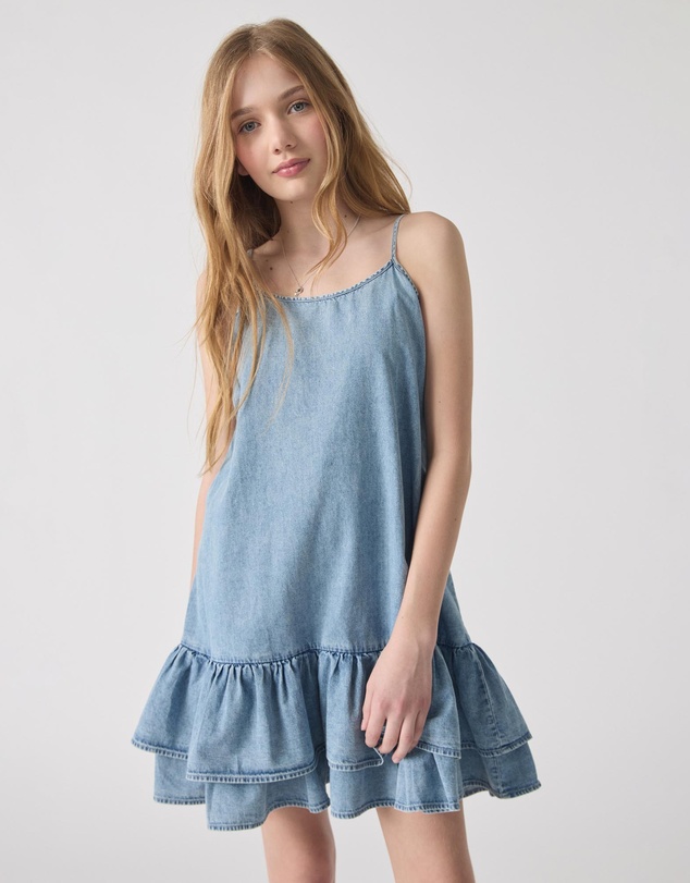 Decjuba Kids - Ashley Denim Ruffle Dress - Teens
