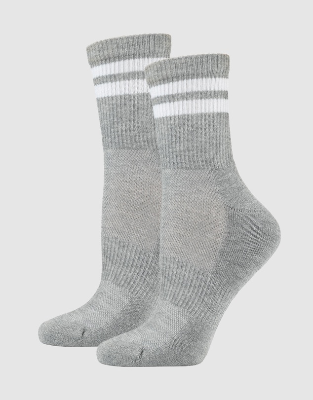 Pussyfoot - 6 Pack Unisex Striped Sport Quarter Crew Socks Bamboo Blend & Arch Support
