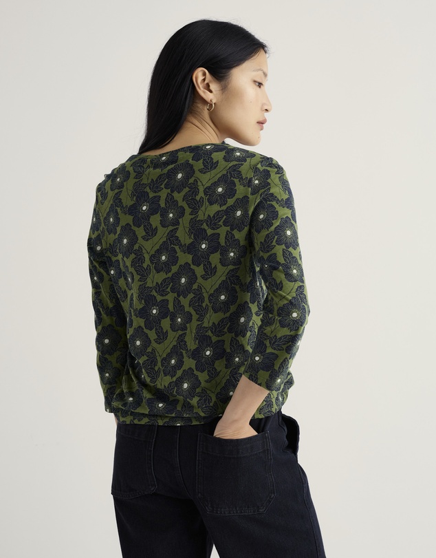 Seasalt - Seasalt Cornwall Green Penhollow Top in Organic Cotton Jersey