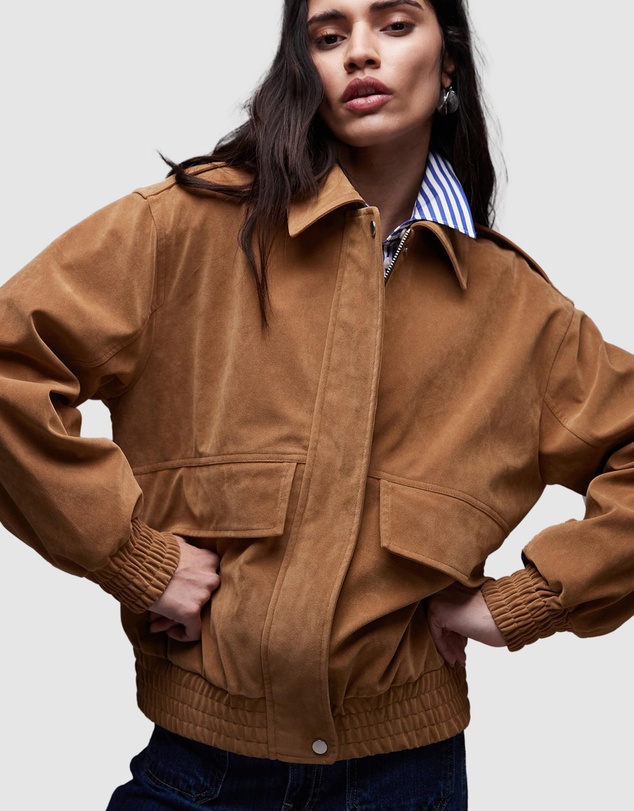 TOPSHOP - Faux Suede Oversized Bomber