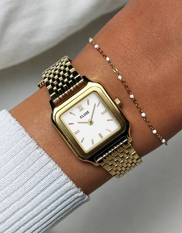 Cluse - Gracieuse Petite Gold Link & White Epoxy Bracelet Gift Set