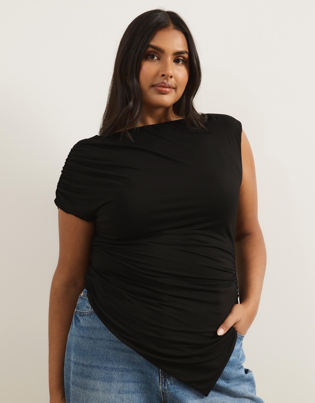 Atmos&Here Curvy - Lila Gathered Shoulder Bamboo Top