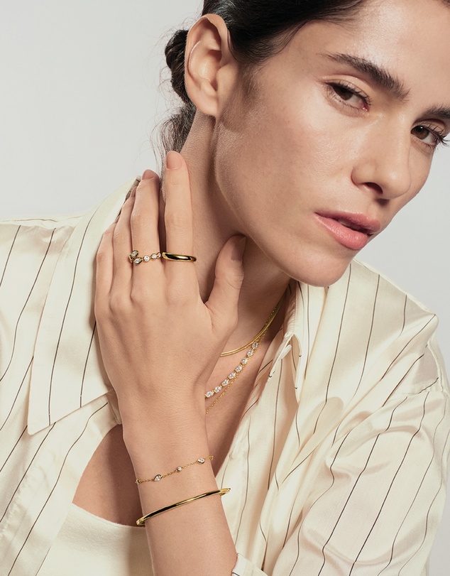 Ania Haie - Gold Round & Teardrop Bezel Station Bracelet