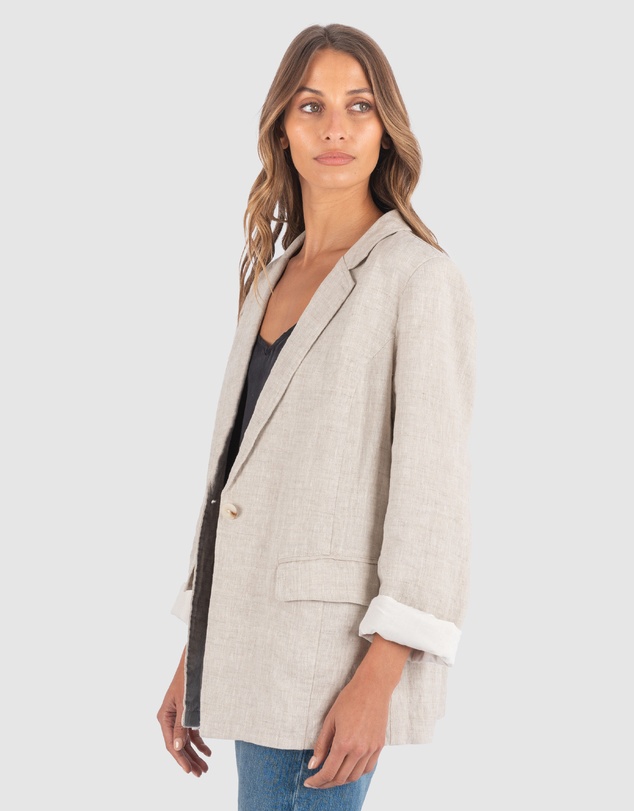 CAMIXA - Jackie Oversized Linen Blazer Jacket