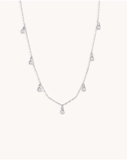 Bianc - Scattered CZ Bezel Drop Necklace