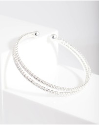Lovisa - Silver Cubic Zirconia 2 Row Cuff Bracelet