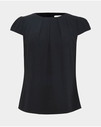 Forcast - Tamera Pleated Round Neck Top