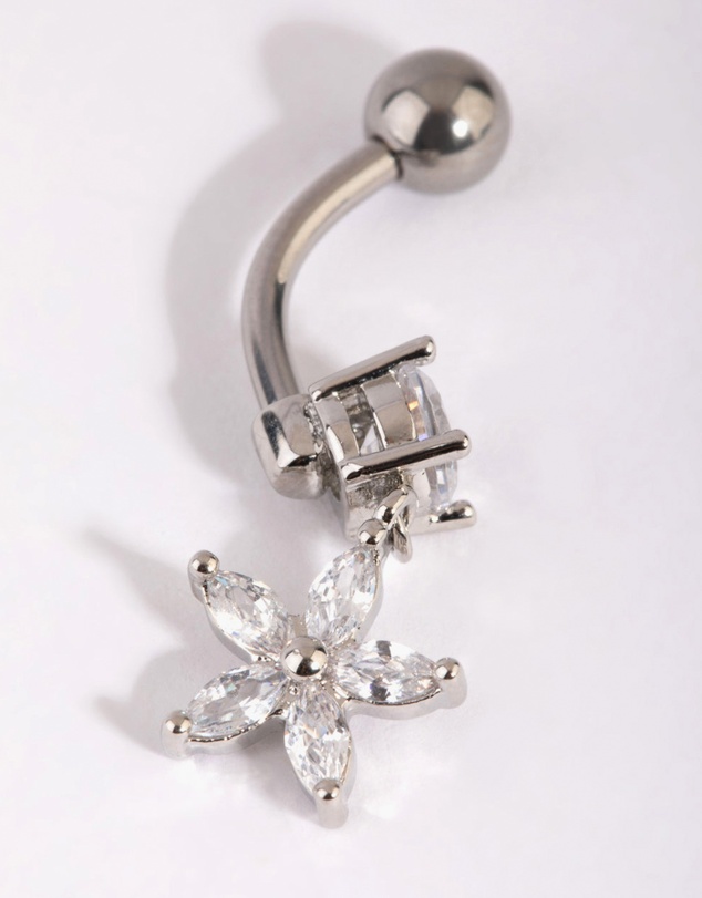 Lovisa - Surgical Steel Cubic Zirconia Flower Belly Bar