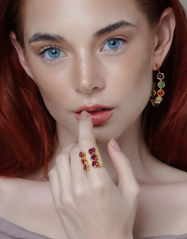 Meshca - Trio Ruby Bridge Ring