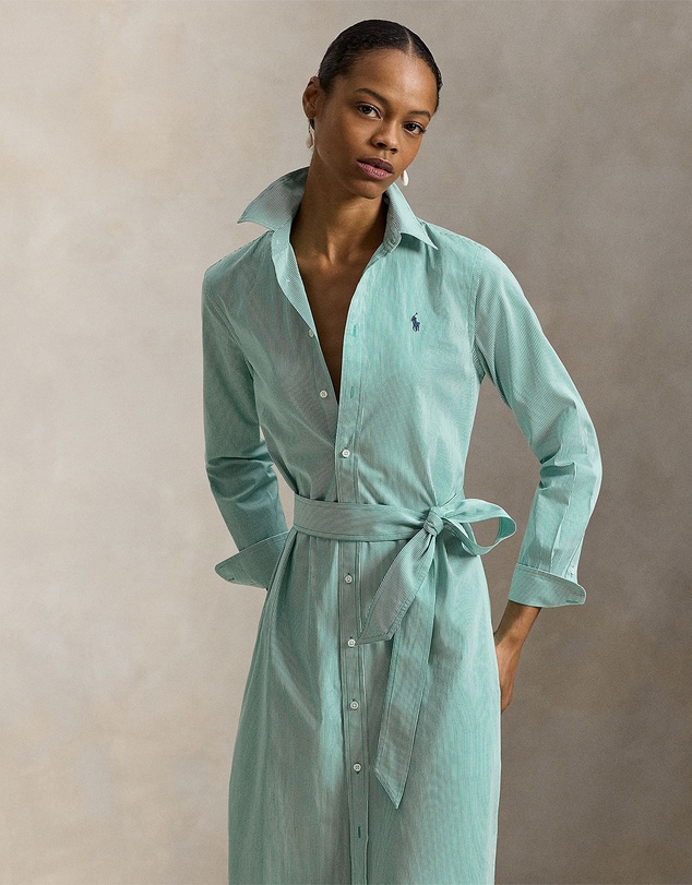Polo Ralph Lauren - Belted Striped Cotton Shirtdress - The ICONIC Exclusive