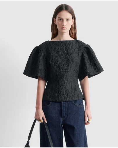& Other Stories - Jacquard Puff-Sleeve Top