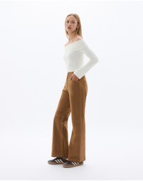 Dazie - Do Your Thing Faux Suede High Waisted Straight Leg Pants