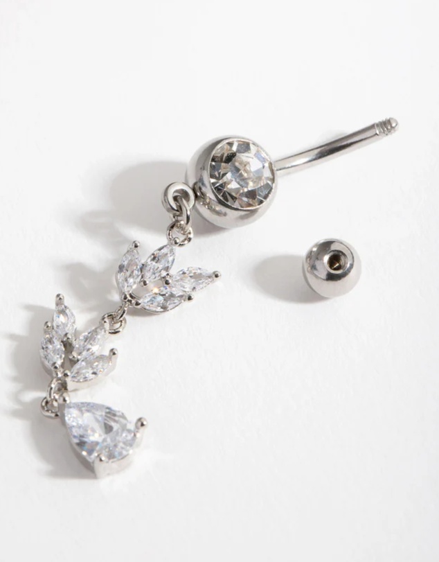 Lovisa - Surgical Steel Cubic Zirconia Marquise Drop Belly Ring