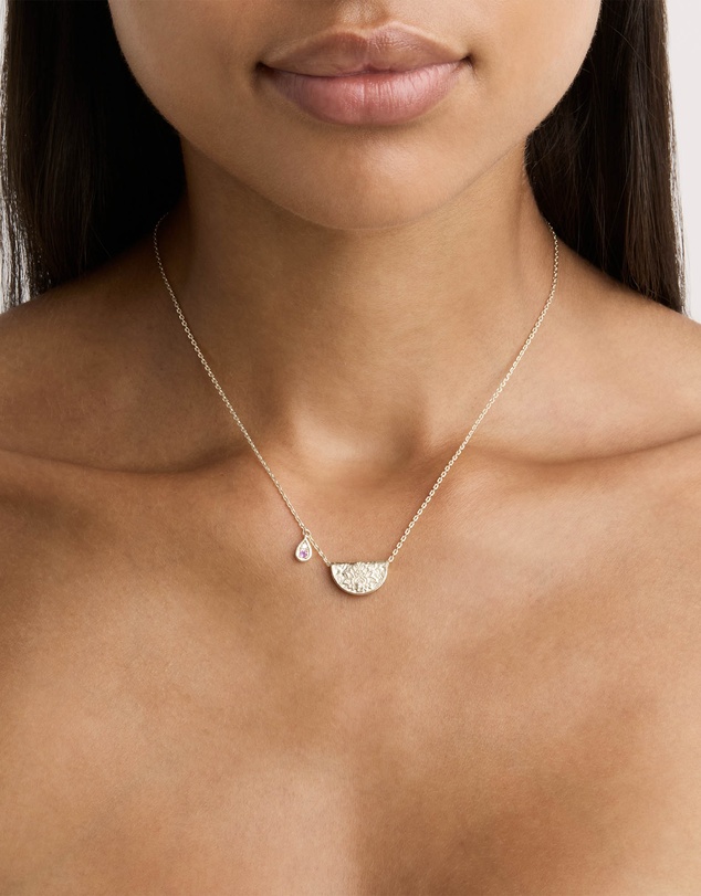 By Charlotte - Silver Lotus Birthstone Necklace - February