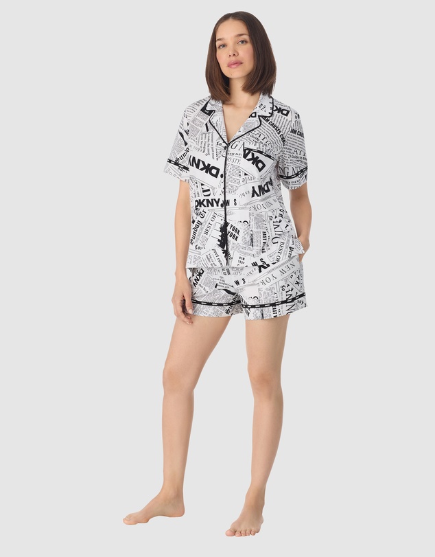 DKNY - Cotton Jersey Short Sleeve Button-Up Short Pyjama Set