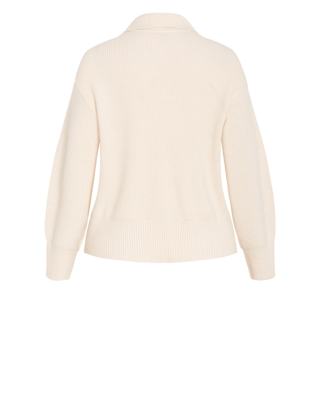 City Chic - Plus size Star Alley Collared Jumper - milk