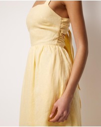 AERE - Raina Tie Back Linen Midi Dress