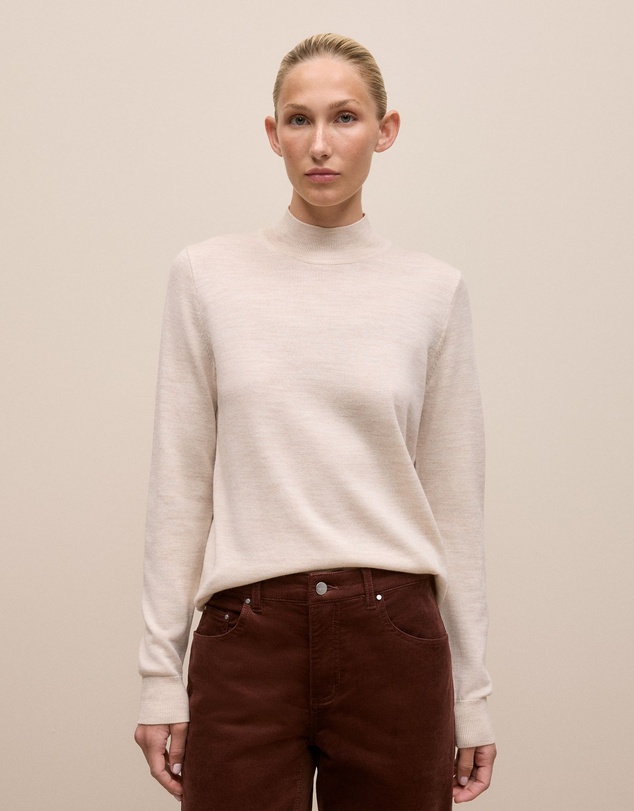 Trenery - Merino Mock Neck in Oat Marle