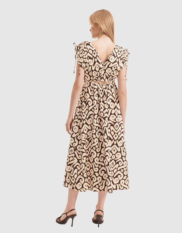Country Road - Print Gathered Sleeve Maxi Dress