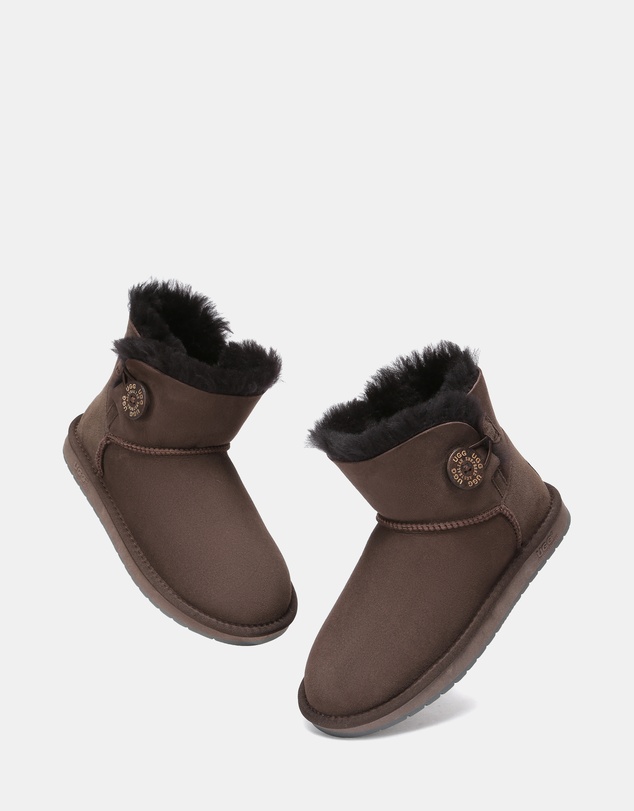 EVERAU - Australian Shepherd Ugg Mini Button Sheepskin Upper UGG Boots