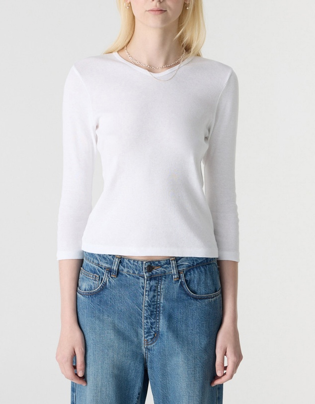 Bassike - 3/4 Sleeve V-Neck T-Shirt