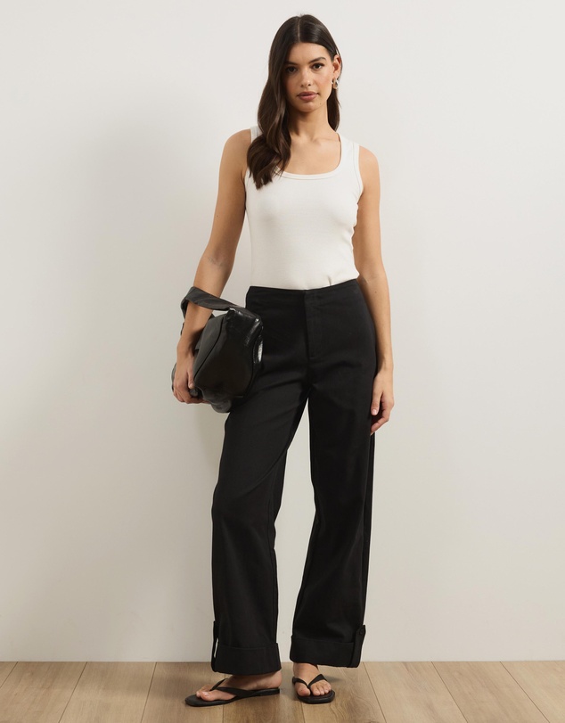 Atmos&Here - Pia Cotton Cuff Hem Detail Pants