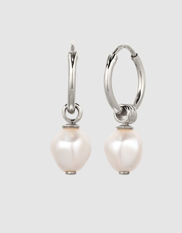 Kuzzoi - ICONIC EXCLUSIVE - Swarovski® Pearl Drop Hoop Earrings in 925 Silver