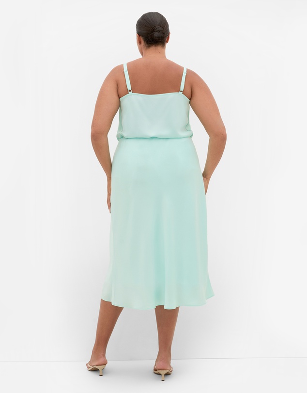 City Chic - Plus Size Miranda Satin Midi Skirt - spearmint