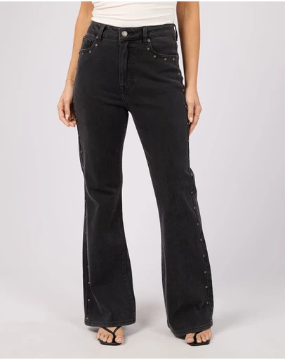 All About Eve - Tia Flare Stud Jean Washed Black