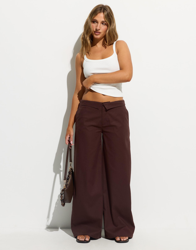 Dazie - Emmet Foldover Waistband Linen Blend Pants